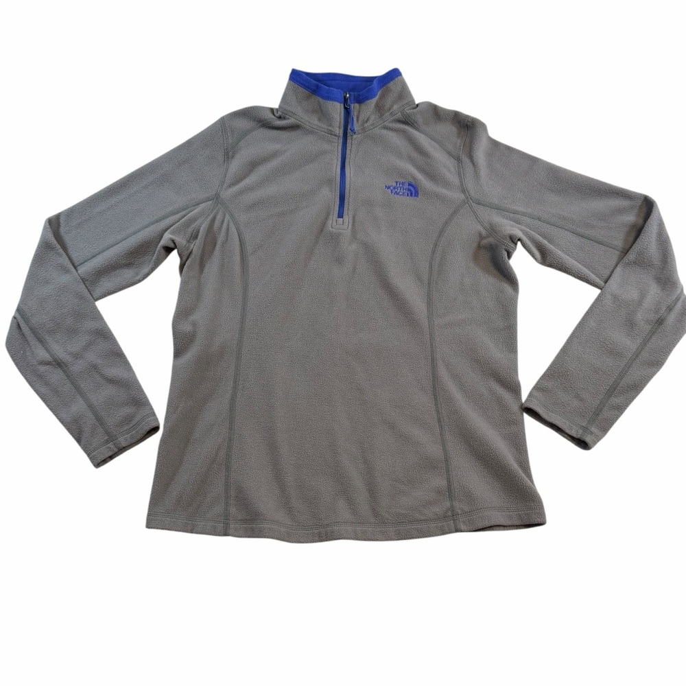 The North Face Women’s Gray and Blue Quarter-Zip Fleece Pullover Size Medium